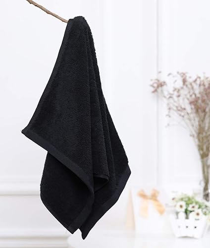 Miniatura 6 de PERFEHAIR Toallas negras de salón (paquete de 2, 16 x 27 pulgadas), toalla de algodón de mano para gimnasio, baño, spa, afeitado, champú
