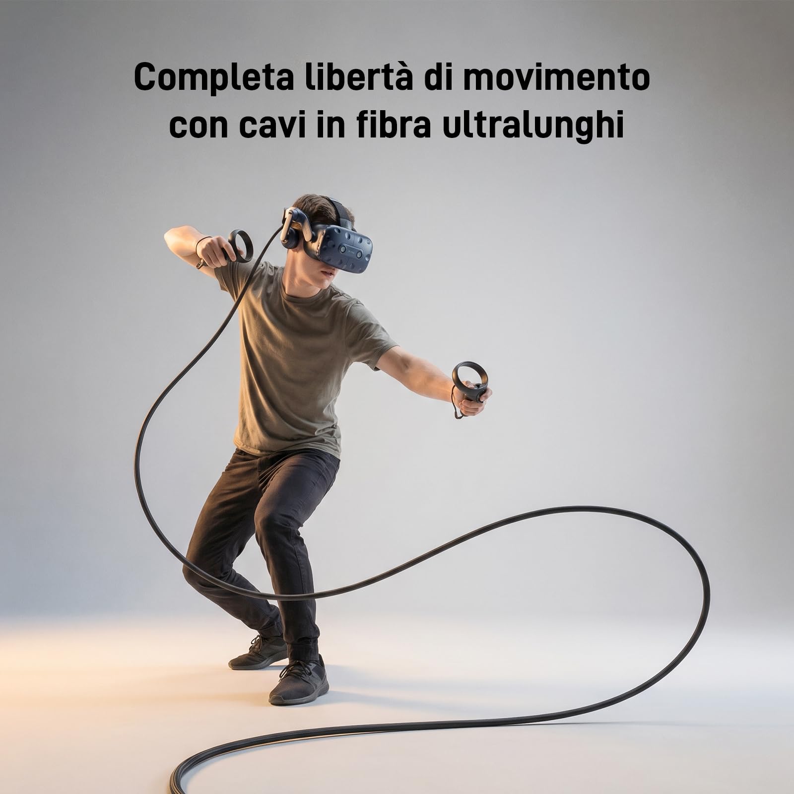 FIBBR Link Cable 3M Compatibile con Oculus/Meta Quest 3/Quest 2/Pro/Pico4 Steam VR, Fibra di Vetro Cavo per Cuffie di Realtà Virtuale Trasmissione PC Alta Velocità, USB 3.0 su USB C