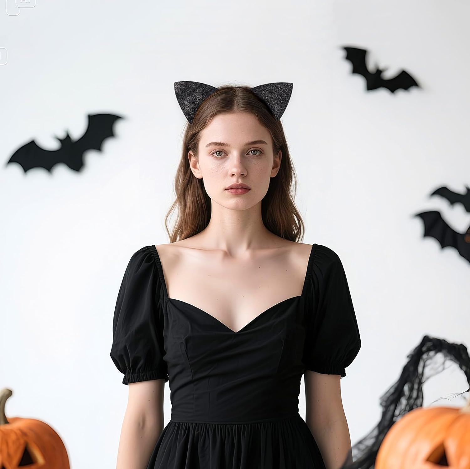 Black Cat Ears Headband for Women - Fancy Hairband for Adult Halloween Party Cosplay Costume Hair Accessories - Image 6