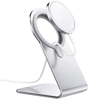 Stand for MagSafe Charger, Aluminum Stand Holder for iPhone 15 14 13 12 Series, Magsafe Accessories Compatible with iPhone 15 14 13 12 Pro, Pro Max, MagSafe Charger Not Included-Silver