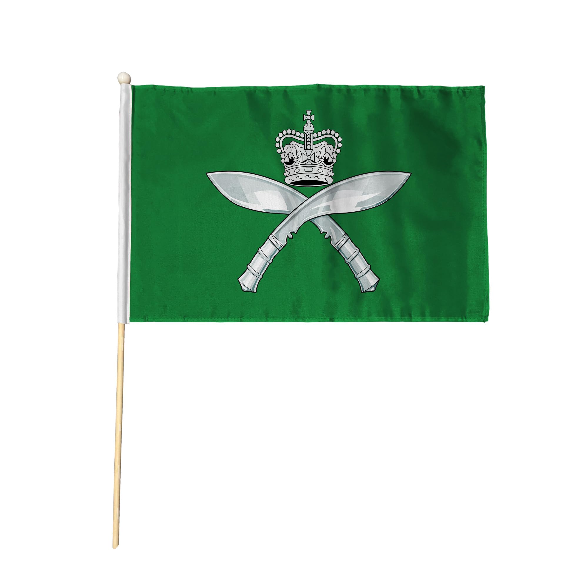 Flagtex Royal Gurkha Rifles RGR Pack of 6 Hand Waving Flag (9x6 Inch) - Premium Wooden Stick Hand Flag 9x6 Inch Natural Wood Pole British Army Infantry Regiment Events — image 1
