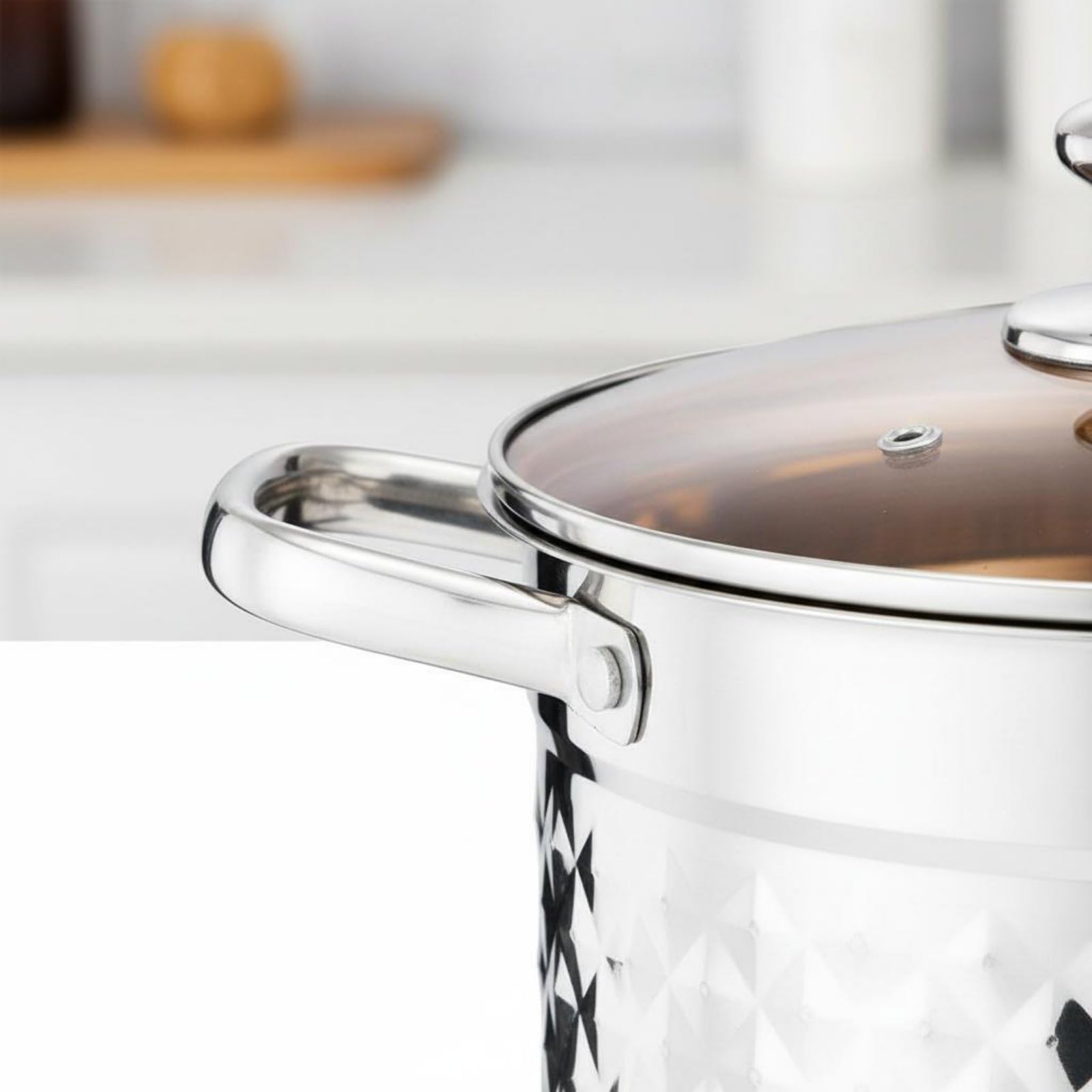 8 Pièces Set de Casseroles Inox Double Poignée Casserole En Acier Inoxydable Fond Épais Ensemble de Cuisine En Acier Inoxydable pour Restauration, Moderne, Poignées En Or Rose