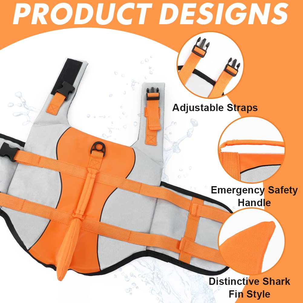 EMUST Dog Life Jackets, Dog Life Jacket with High Buoyancy and Lifting Handle for Small and Medium Breeds (M, Orange) - Image 3