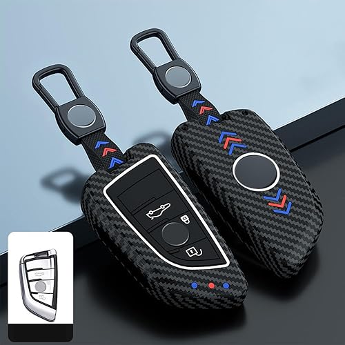 Miniatura 10 de Funda para llavero de ABS esmerilado con botón luminoso para BMW 2 5 6 7 Series X1 X2 X3 X5 X6 con llavero
