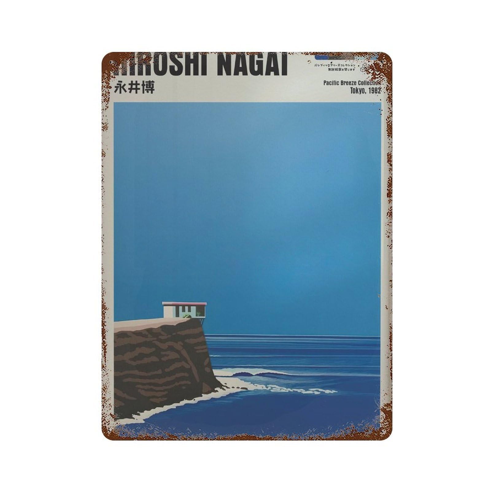 xiaoxiaoshen Hiroshi Nagai Japanese Seascape Vaporwave Home Decor Wall Decor Art Metal Tin Poster Modern Home Decor Art Home Bar Shop Decorations Vintage Sign 40x30cm
