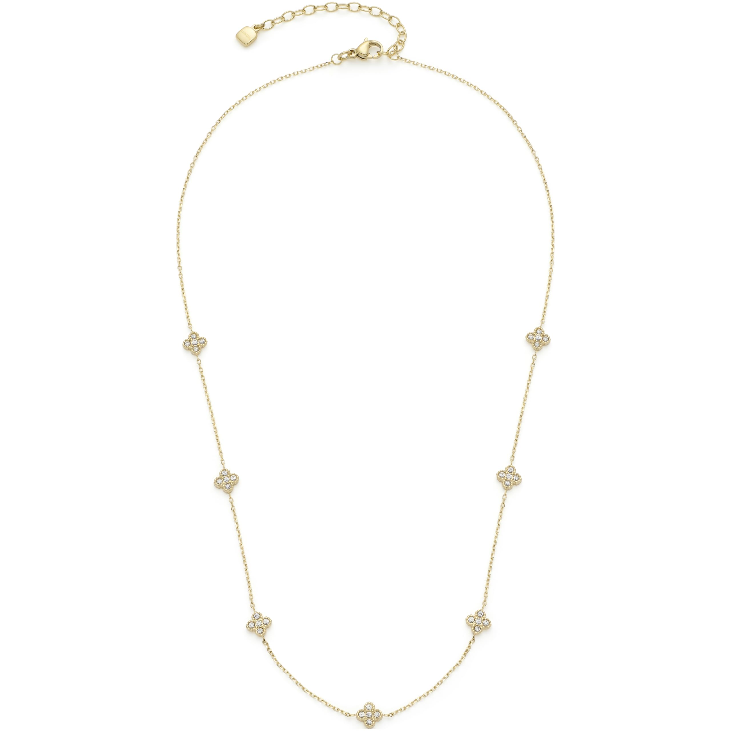 JEWELS BY LEONARDO Halskette Ciao Lisette • Hals-Schmuck aus goldfarbenem Edelstahl • sieben feine blütenförmigen Zirkonia-Elementen • 42-47 cm Länge • Schmuck Geschenk für Frauen • 025744