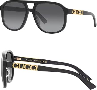 Gucci GG1188S Script Logo Pilot-Shaped Non-Polarized Sunglasses for Men & Women Includes Luxury Eyewear Kit Black Frame with Grey Lens