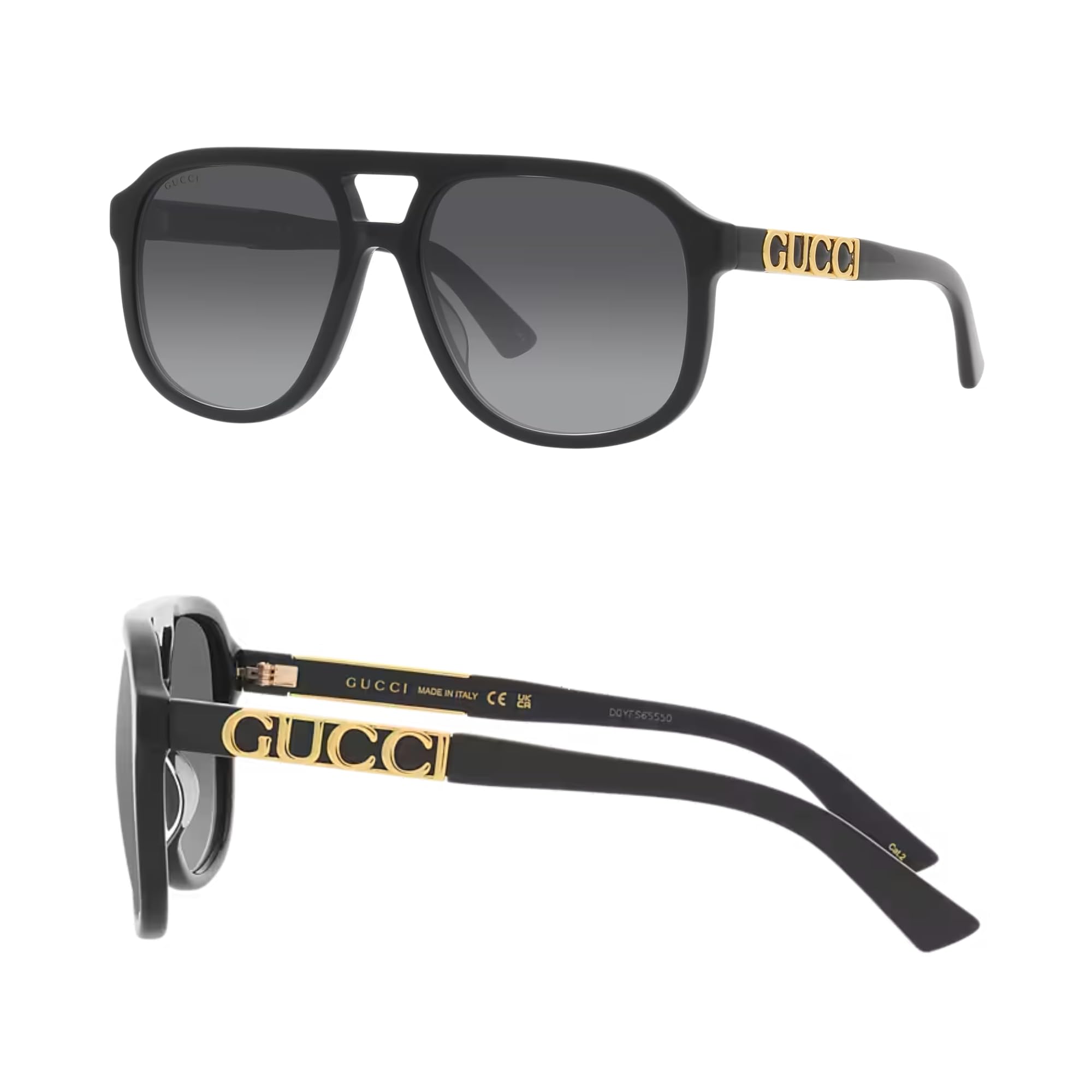 gucci GG1188S Script Logo Pilot-Shaped Non-Polarized Sunglasses for Men & Women – Includes Luxury Eyewear Kit – Black Frame with Grey Lens-picture-34