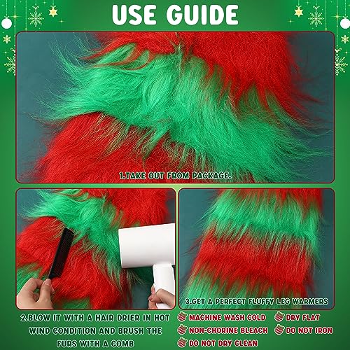 Image of Kigeli Christmas Leg Warmers Women Furry Christmas Boot Cuffs Santa Boot Cover Red Green Holiday Outfit for Women Men Accessories