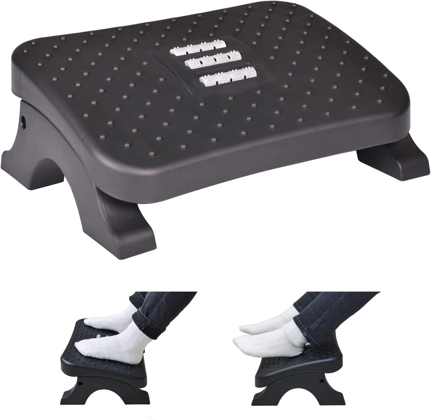 Product image of Scalebeard Under Desk Footrest, Ergonomic Foot Stool with Massage Rollers Max-Load 120Lbs Desk Leg Rest Pain Relief for Home Office Work