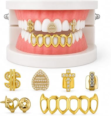 6 Pcs Open Face Grillz, Custom Grillz, Tooth Grillz for Men & Women