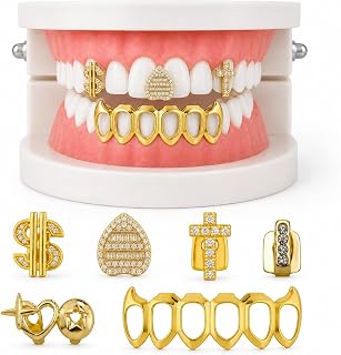 6 Pcs Open Face Grillz, Custom Grillz, Tooth Grillz for Men & Women