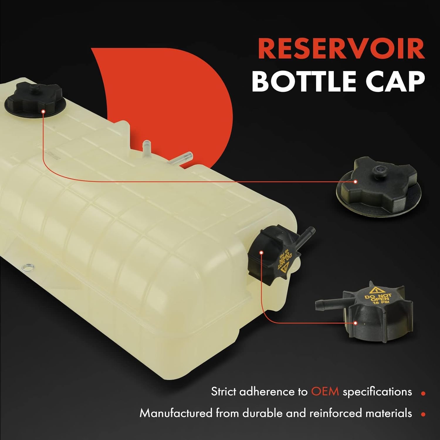 A-Premium Engine Coolant Overflow Recovery Reservoir Tank [w/Cap & Sensor] Compatible with Volvo VN 2004-2004, VNL 2004-2007, VNM 2004-2007, 12.1L 12.8L 16.1L