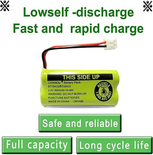 Miniatura 5 de BT18433 BT28433 BT184342 BT284342 BT183348 BT283348 BT-1011 - Batería de repuesto compatible con teléfono CS6209 CS6219 CS6229 DS6151