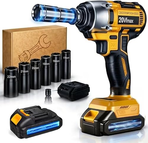 FlaoAito 450N.m High Torque Brushless Impact Wrench, 1/2 Inch Cordless Impact Gu