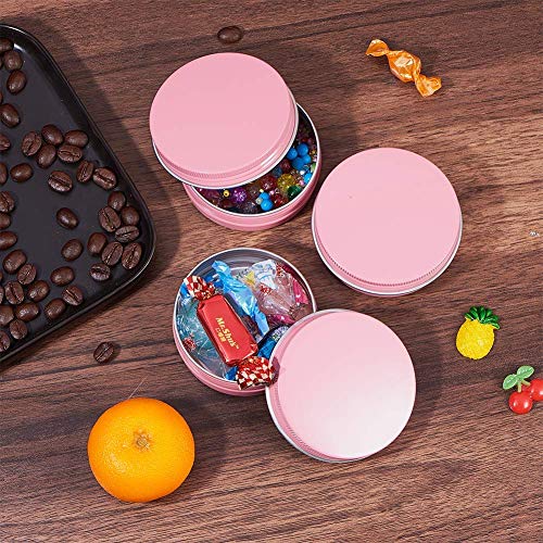 Healthcom 12 Pack 2 Oz Pink Round Aluminum Tin Cans Metal Steel Tins With Screw Top Lids Travel Storage Tins Cosmetic Sample Containers Jars For Lip Balm Salve Spice Candies Crafts Tea(60Ml) #TOP5
