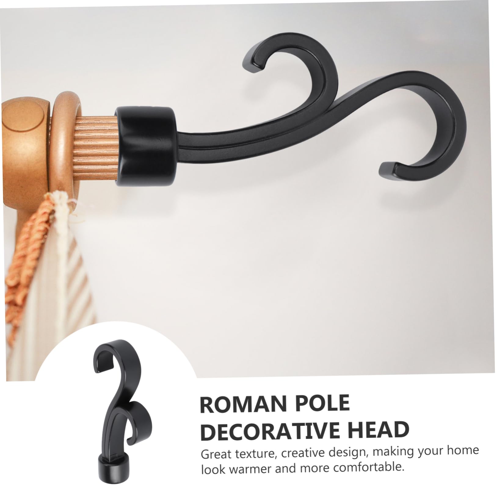 GLEAVI Tappi per Asta per Tende in Ferro Neri, Terminali Decorativi per Accessori Tende, Set da 2 Pezzi per Arredamento Casa e Camera da Letto