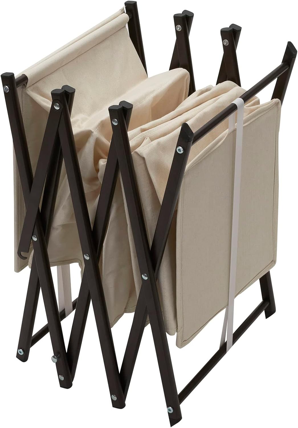 Household Essentials 12 Pocket Shoe Cubby, Sturdy Folding Frame, Poly-Cotton Blend Fabric, Holds 12 Pairs of Shoes, Breathable, Seamless Back, Natural