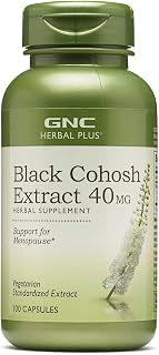 GNC Herbal Plus Black Cohosh Extract 40mg Supplement, Vegetarian, Support for Menopause, 100 Servings