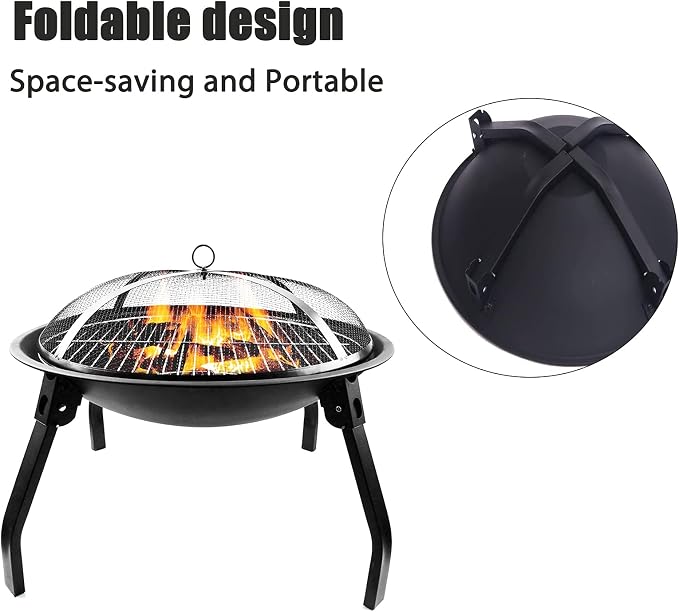 Brasero portátil plegable 22 pulgadas para exterior miniatura 4