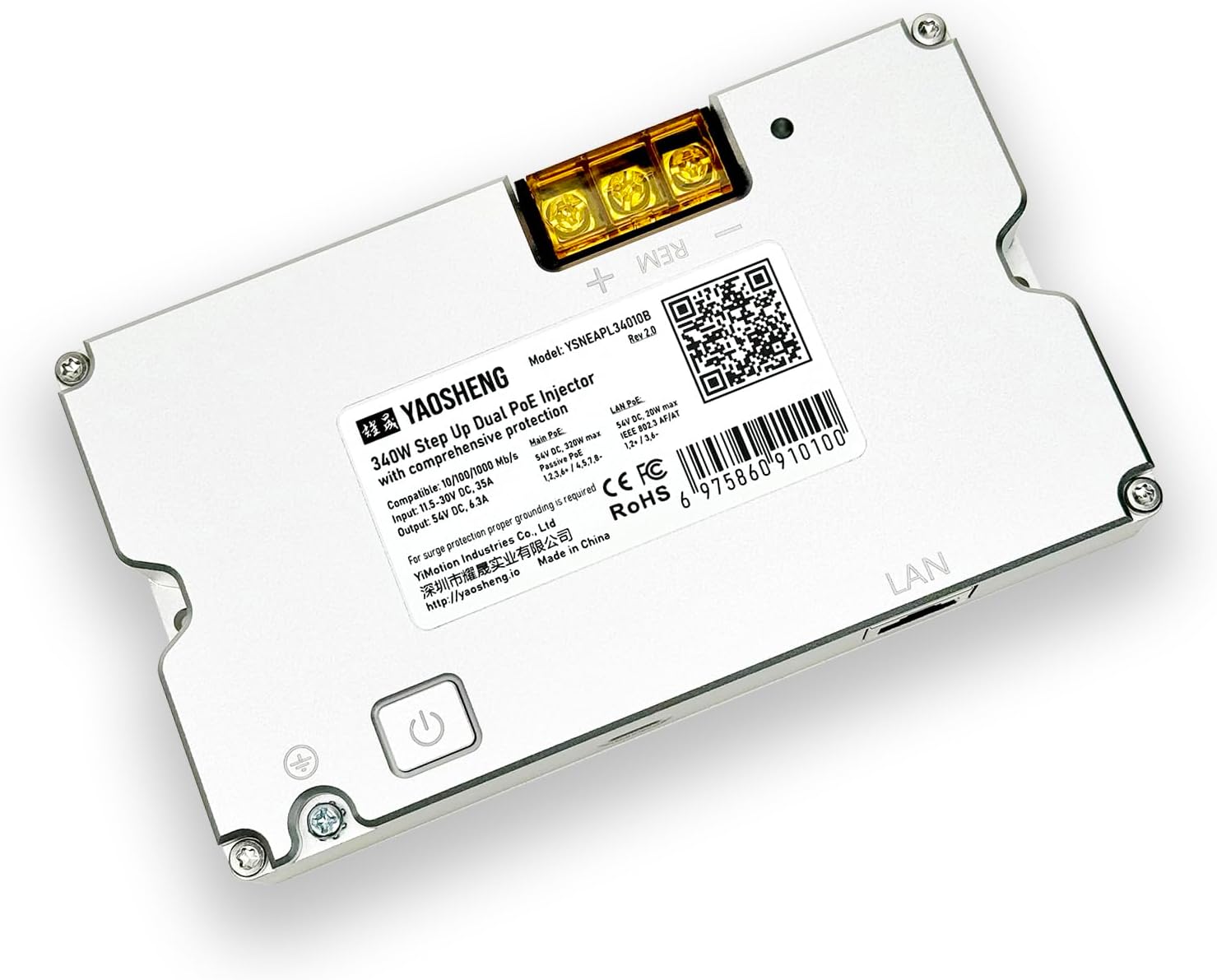 YAOSHENG 340W Step Up Dual PoE Injector for Starlink HP