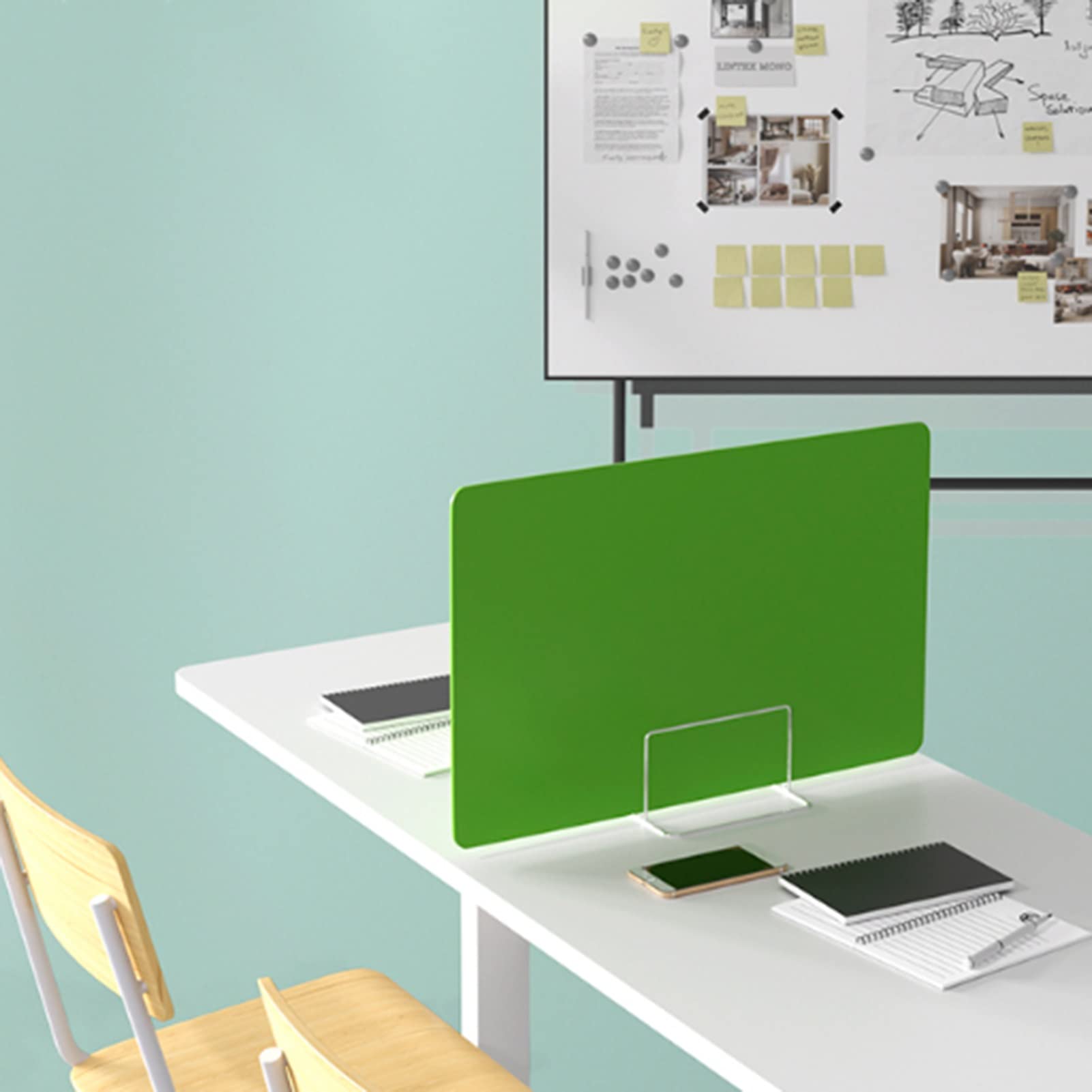 Divisori per la privacy per aule Lar da scrivania per studenti e insegnanti, soluzione leggera per esami, 30 x 80 cm, verde, set da 3