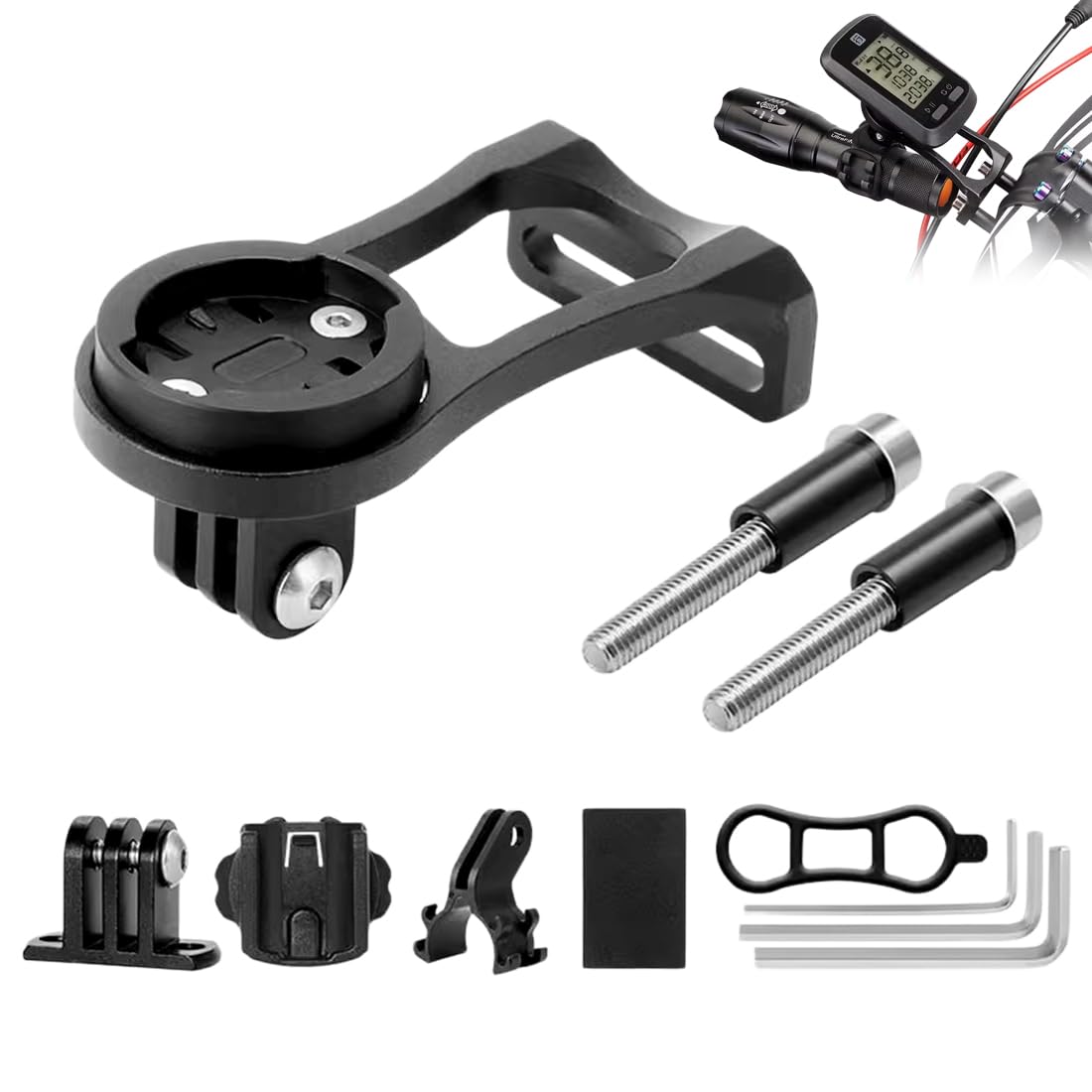 Supporto Prolungato per Computer da Ciclismo, in Lega di Alluminio Regolabile, Compatibile con Garmin Edge e Attacco per Action Camera, per Bici da Strada, MTB e Gravel