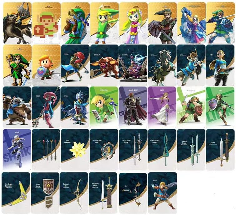 Bigeric 38 PCS Latest 1-pcs L-I-N-K for Tears of the Kingdom, NFC Amibo Cards for The Legend of ZLD, BOTW NFC Tags Cards for Breath of The Wild, Compatible with Switch/Switch Lite