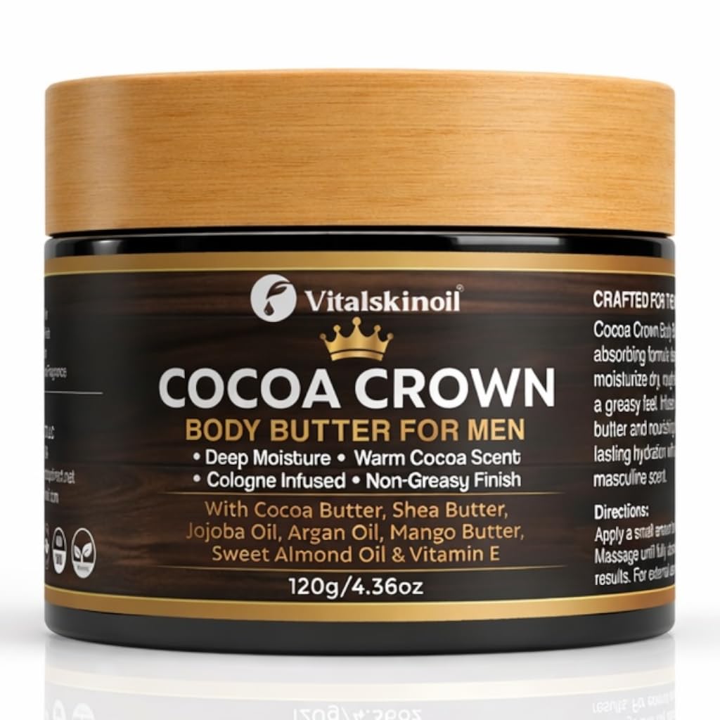 Cocoa Crown Body Butter for Men - Moisturizer with Cocoa Butter