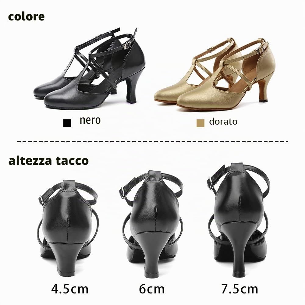 Scarpe da Ballo Latino Donna Punta Chiusa Americano Standard Salsa Tango Moderna Valzer Samba Party,Modello-L272-4.5