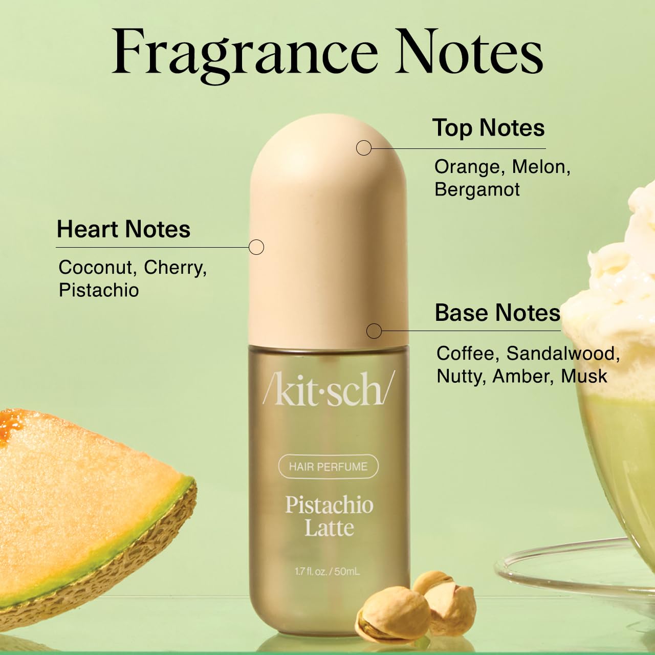 Kitsch Hair Perfume for Women - Pistachio Latte | Clean, Deodorizing & Patented Odor-Eliminating Technology Hair Spray & Body Mist - Freshen Hair, Body & Pillows - Coconut & Warm Coffee Scent - 50mL image 3 of 8 B0DXWQWBFJ