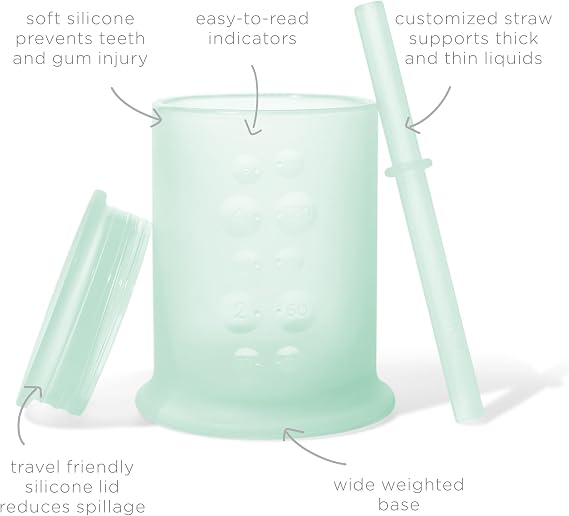 Olababy Silicone Straw Training Cup, Infant to Toddler Sippy Cup, Mint 5oz
