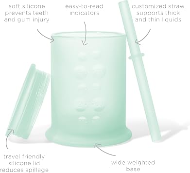 Olababy Silicone Straw Training Cup, Infant to Toddler Sippy Cup, Mint 5oz
