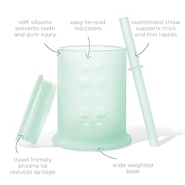 Olababy Silicone Training Cup with Straw Lid | Babies Water Drinking Cup | 6+ Mo Infant To 12-18 Months Toddler | Sippy Cup For Kids & Smoothie Cup | Baby Led Weaning (Mint, 5 oz)