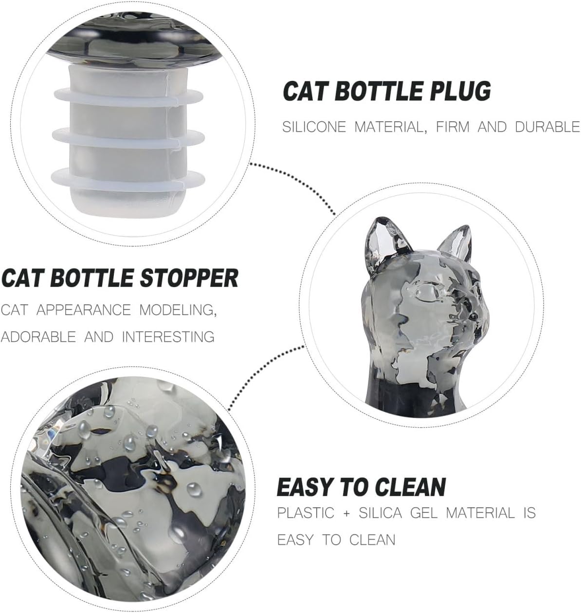 Hemobllo Cat Wine Bottle Stopper Wine Bottle Decorative Stopper Reusable Plug for Sealing Cat Shape Silicone Topper for Parties Bars Home Use 3.14 X 1.18 X 1.18 in