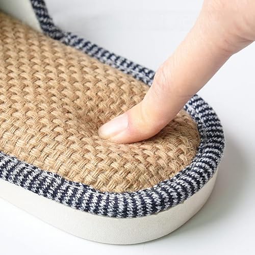 AioTio Confortable Lin Intérieur Pantoufles - Respirant et Confortable Chaussures Maison(Bleu marine, 42/43 EU) – vue 2