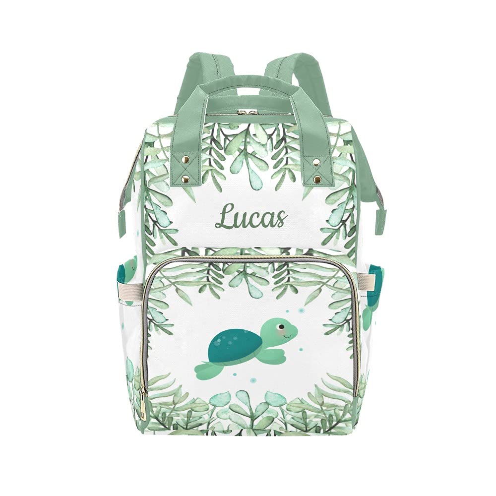 Grandkli Sea Turtle Personalized Diaper Bag Multi-Function Backpack Nappy Bag Travel DayPack for Unisex, One Size