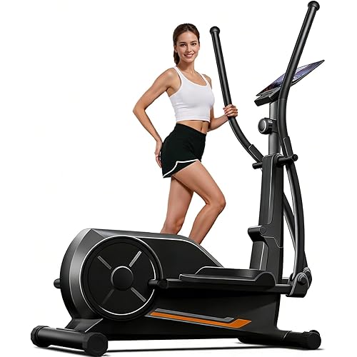CURSOR FITNESS Elliptical Exercise Machine, Elliptical Machine for Home with 8 Levels Resistance, Silent Magnetic Elliptical Trainer with 12" Stride and LCD Monitor Max 330Lbs