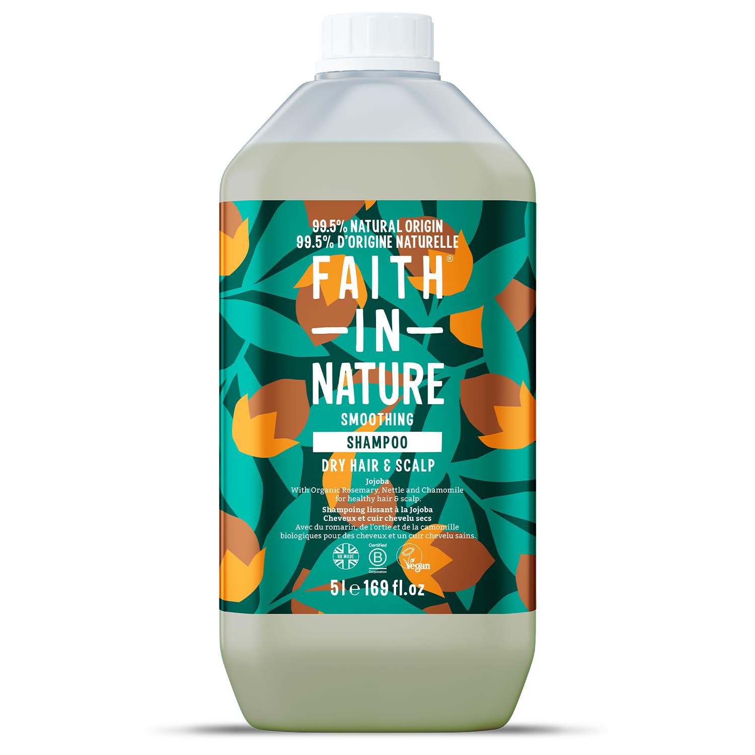 Faith In Nature Champú Natural - Vegano y sin Crueldad, sin SLS ni Parabenos - Envase De 5 Litros, Jojoba