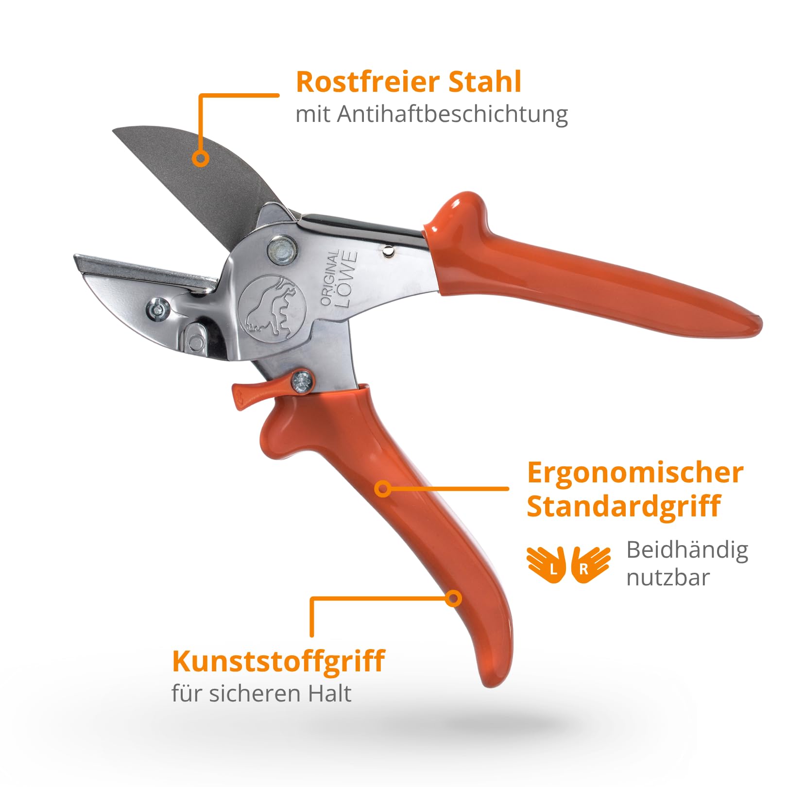 Original LÖWE 1.105 Profi Universal Amboss-Schere - antihaftbeschichtete Stahlklinge 40 mm Schnittlänge - vielseitig einsetzbare Schere in Industrie & Handwerk f. Holz Kunststoff Gummi Leder Metall