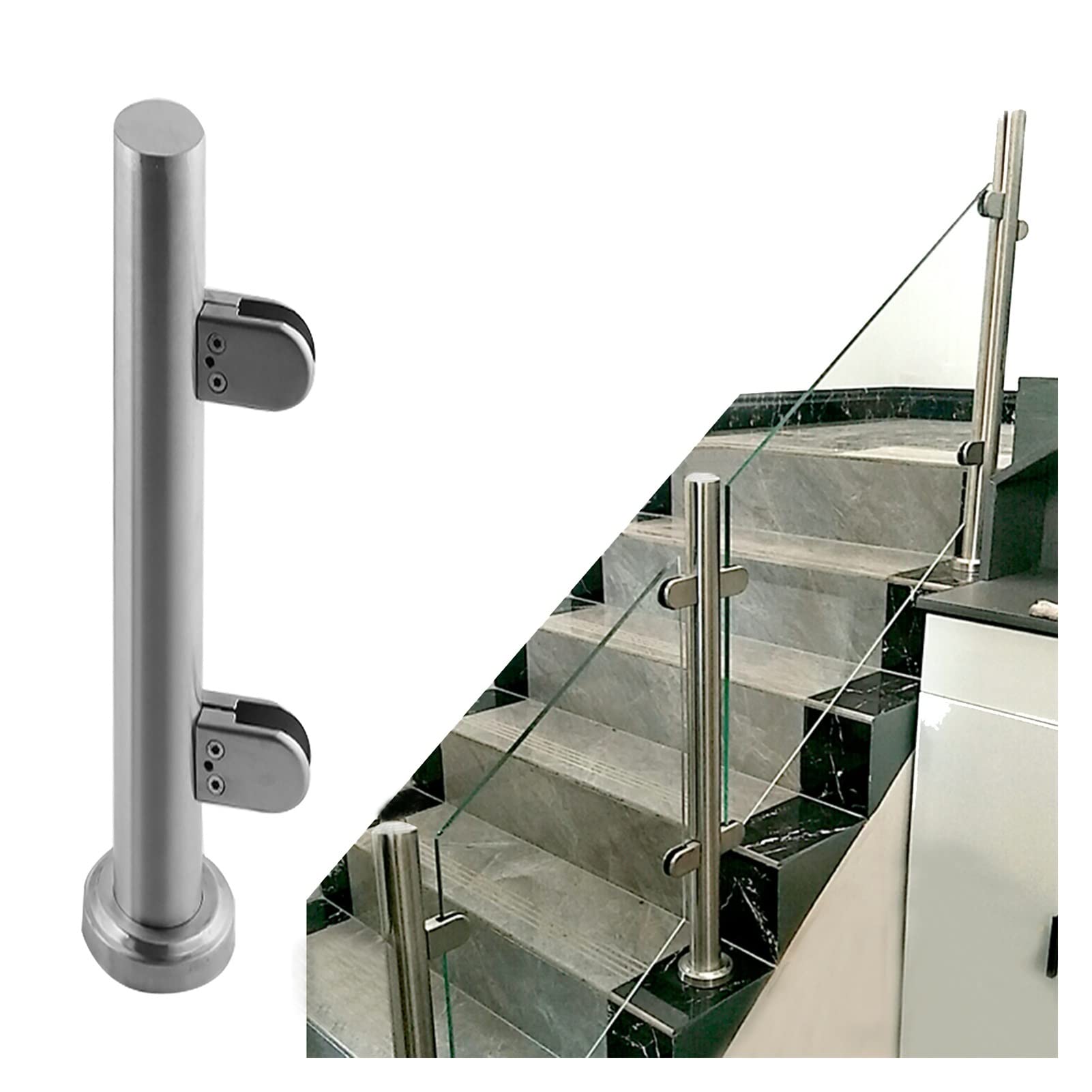 Poteau de garde-corps en verre 70 cm en acier pour escalier