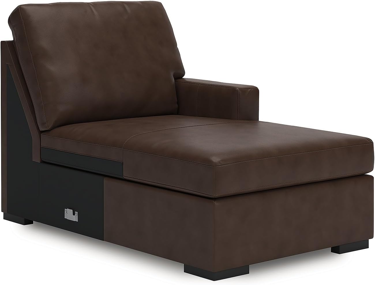 Signature Design by Ashley Modern Day U-Shape Left-Arm Facing Modern Leather Match 3-Piece Sectional with Chaise, Removable Cushion, Dark Brown