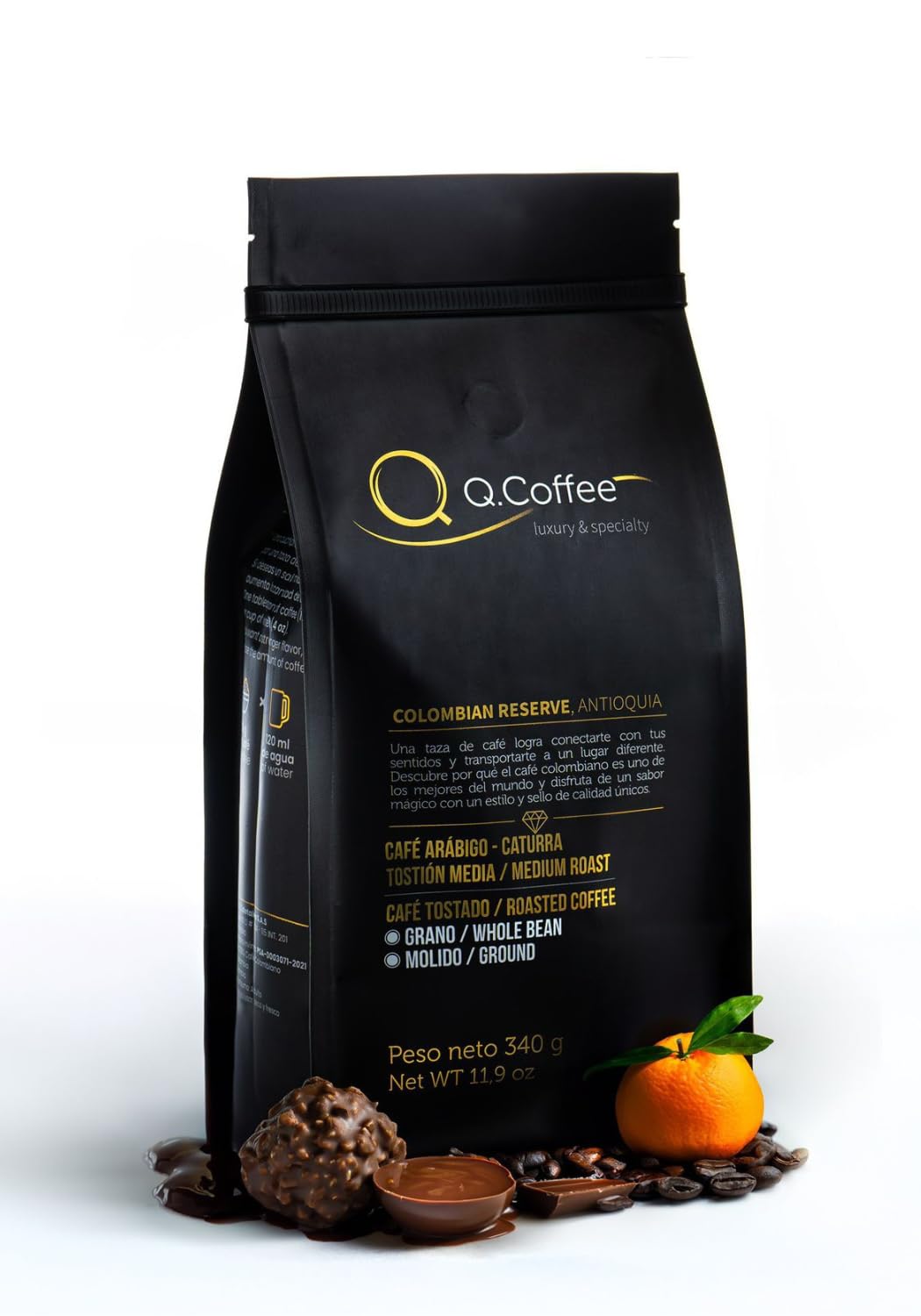 Lattenda Q.coffee Gran Reserva Specialty Coffee 340g - Authentic Colombian Ground Coffee for Gourmet Delight