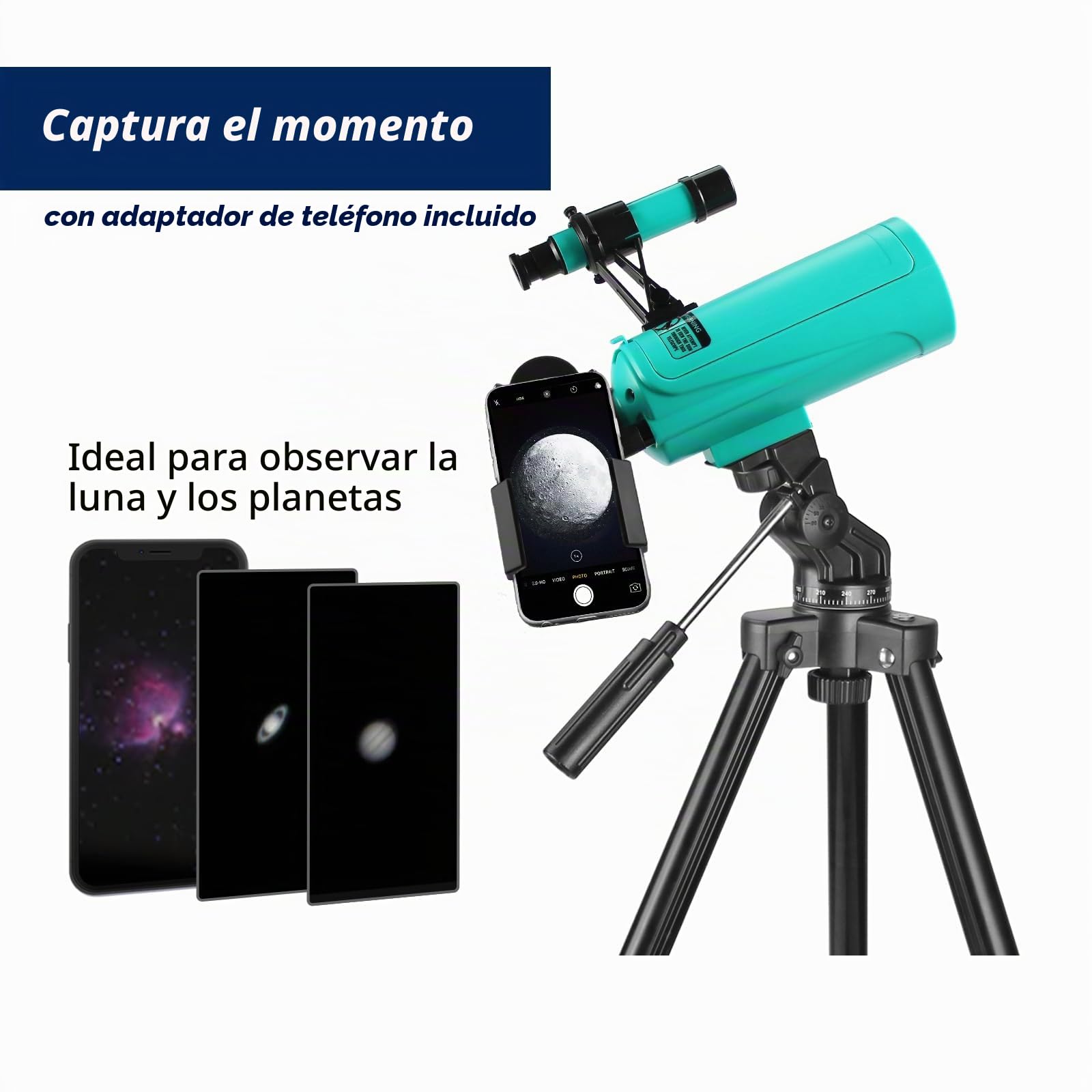 Maksutov-Cassegrain - Telescopio Mak60 para niños y adultos, 750 x 60 mm, compacto y portátil para viajes, telescopio de astronomía para principiantes con trípode ajustable y adaptador de teléfono