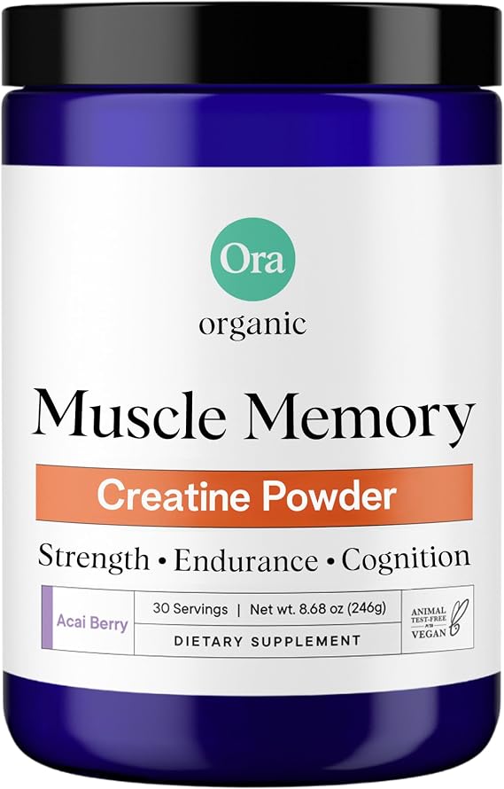 Ora Organic Creatine Monohydrate Powder, Micronized Creatine for Women & Men, German-Sourced Creavitalis for Strength, elevATP for Energy, D-Ribose & Taurine for Recovery, Acai Berry Flavor, 30 Serv
