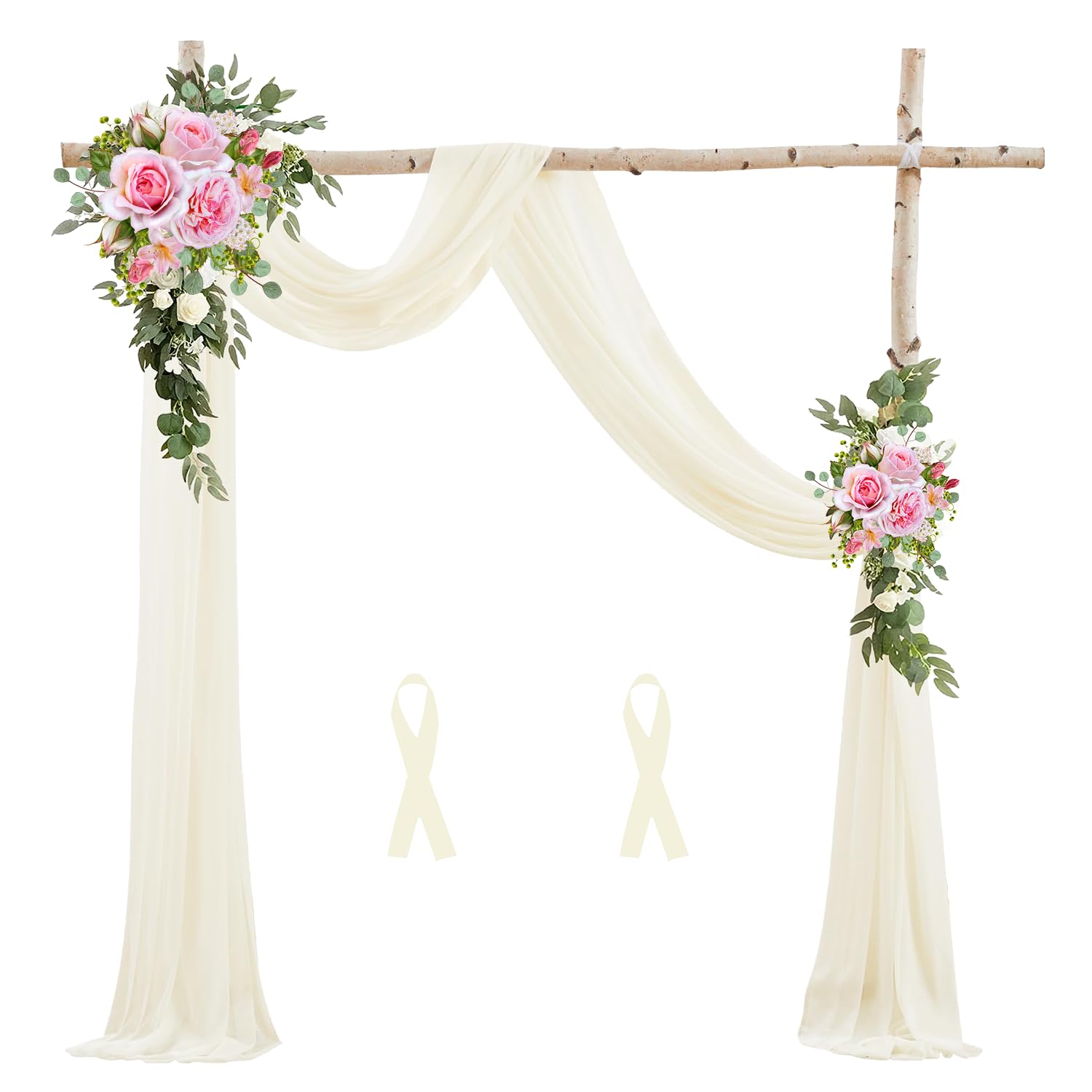 NIERBO Tenda per matrimonio 75 x 600cm Tulle Tenda Arco Decorativa a Mano Libera Drappeggio Arco Nozze Per Decorazione Dell'arco Nozze, Festa, Fase Sfondo, Sparare Oggetti Scena (avorio)
