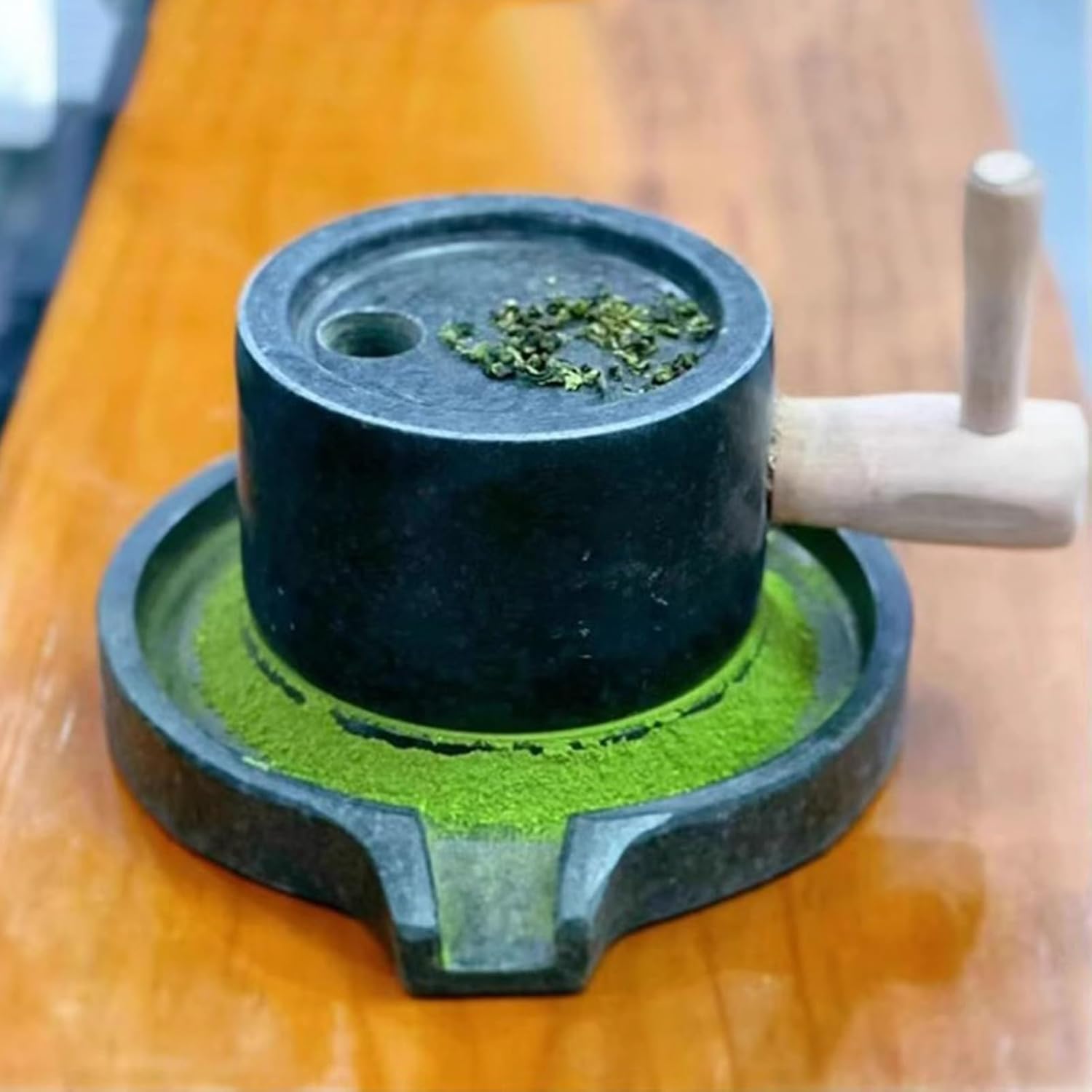 Classic Small Stone Mill, Hand Crank Bluestone Grinder for Spices Tea Flower Herb Powder, Kindergarten Home Craft Teaching Mill, 13 Cm × 20 Cm