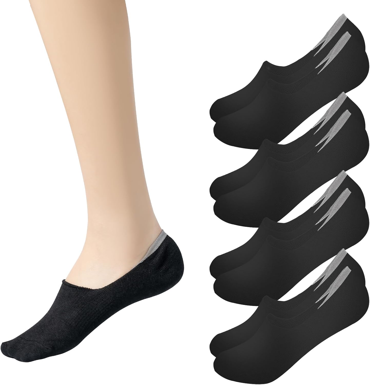 Sunm Boutique No Show Socks Womens Low Cut & Non Slip, Invisible Liner Casual & Formal Socks, Flat Boat Line 4 Pairs
