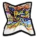 ETSYG 32'' Silk Scarf Women’s Oil Painting House Pattern Large Square Satin Headscarf Headdress