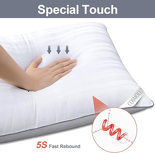 Miniatura 4 de Cosmoluxe Hotel Collection - Juego de 2 almohadas de cama King para dormir, almohadas alternativas de plumón tamaño King para dormir de lado,